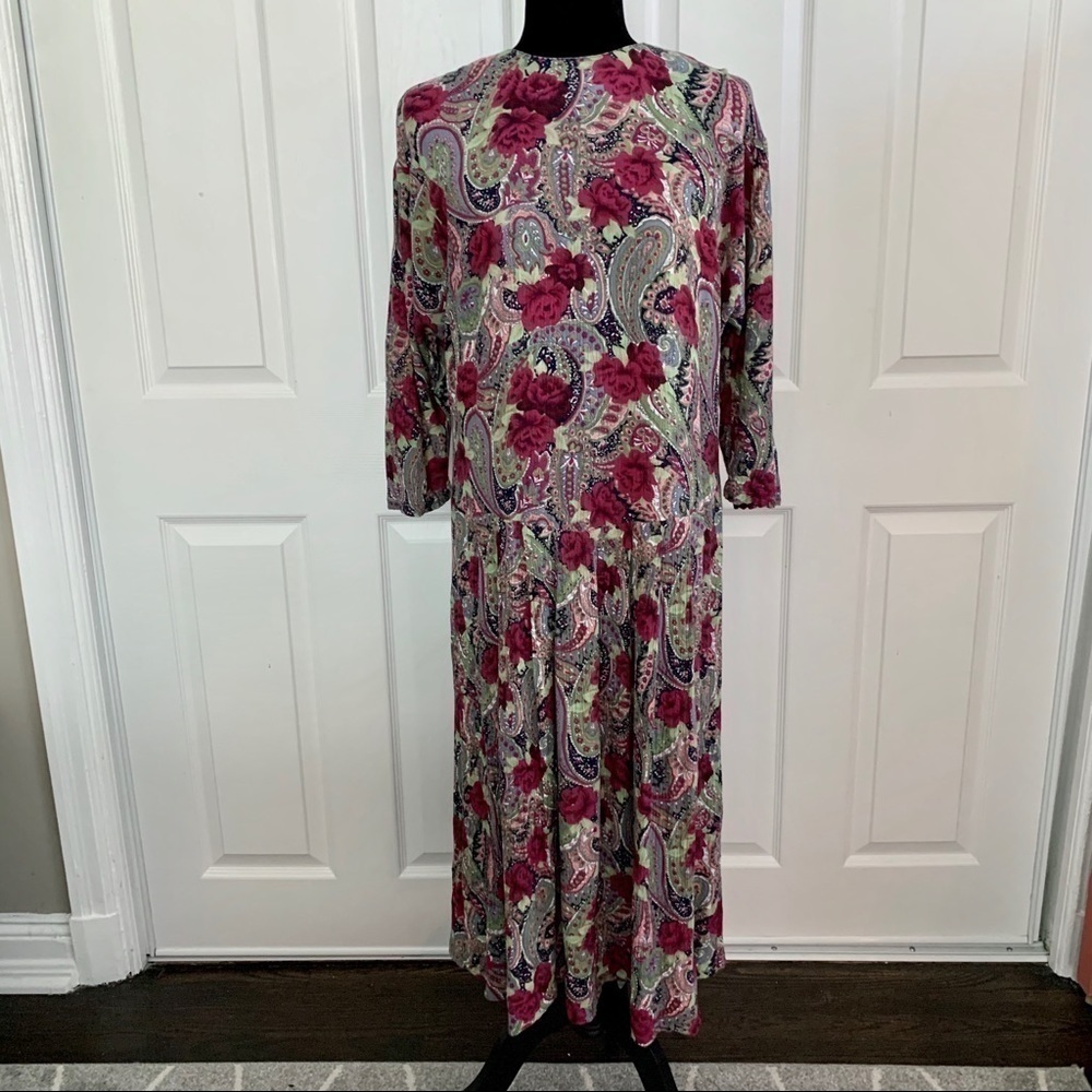 David Benjamin Vintage Paisley Drop Waist Dress
